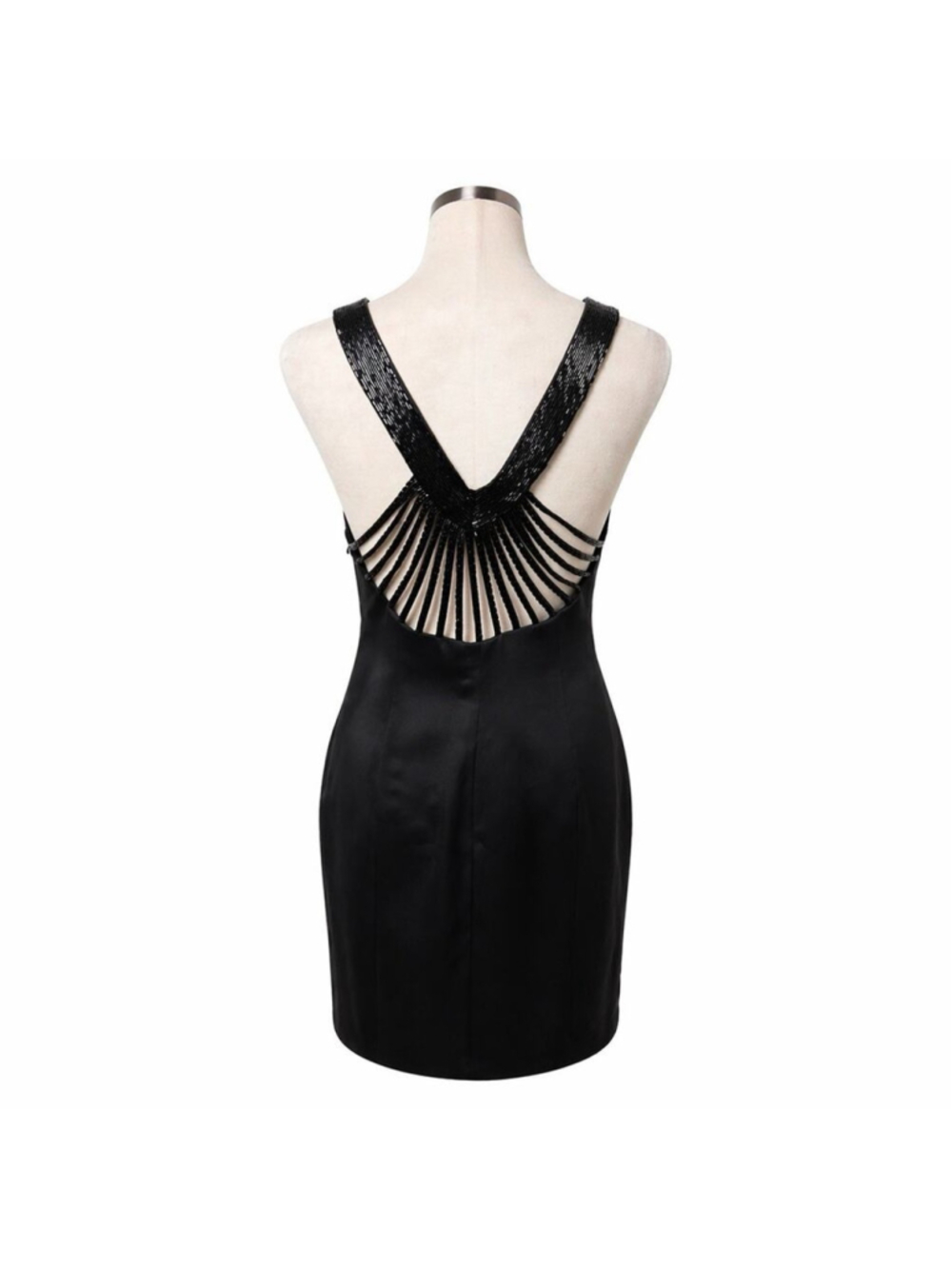 VTG Niteline Della Roufogali Evening 100% Silk Sequin Trim Little Black Dress 2